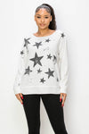 Star Print Round Neck Long Sleeve Sweatshirt