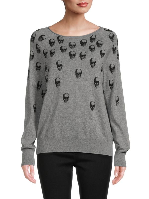 Skull Fade Cashmere Blend Sweater - Ladies - 360 Cashmere