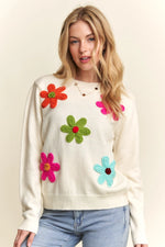 Floral Patch Soft Sweater - Ladies