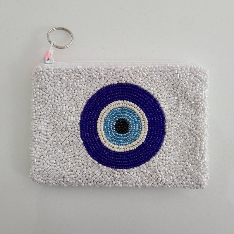 Hand Beaded Round Evil Eye Coin Purse