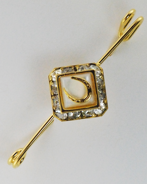 Square Rondelle Stock Pin w/Mother of Pearl & Horse Shoe