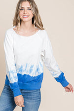 Dip Dye Cotton Long Sleeve Sweatshirt - Ladies