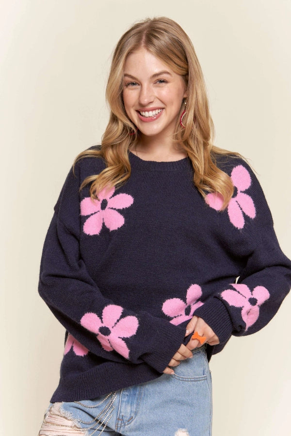 Puff Floral Sweater - Ladies