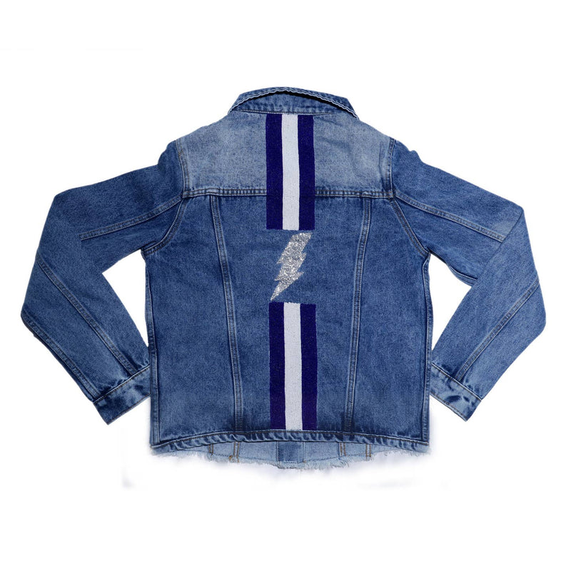 Lightning Bolt Beaded Denim Jacket