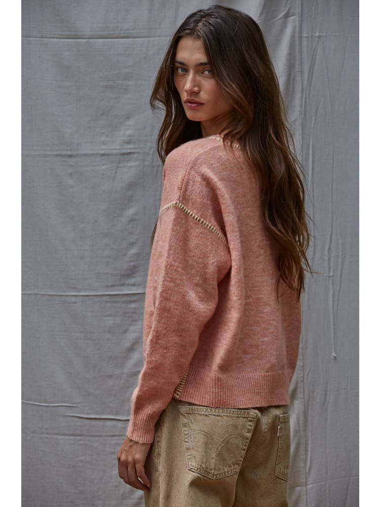 Contrast Stitch Knit Sweater