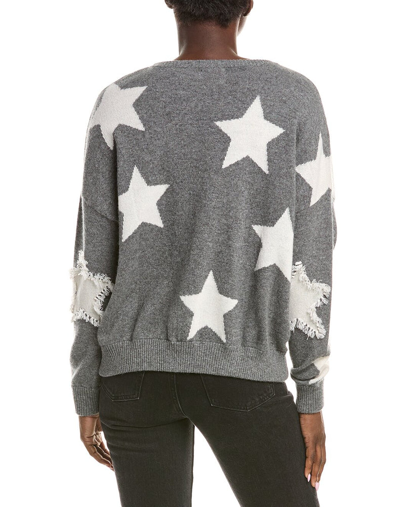 Alyssa Star Fringed Boyfriend Cashmere Sweater