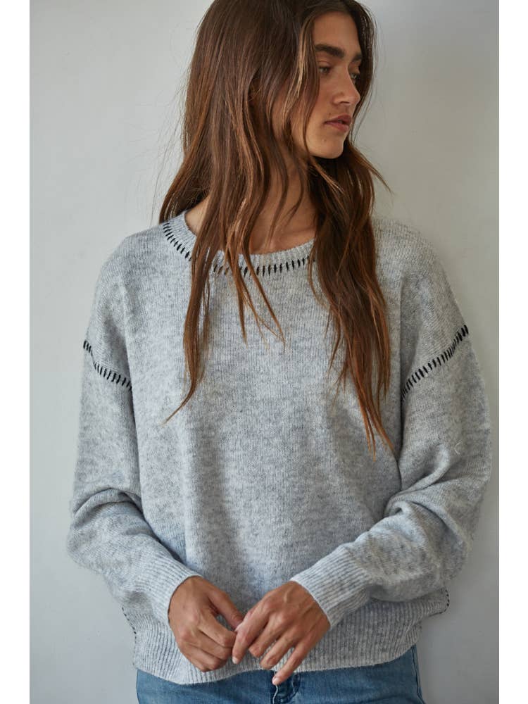 Contrast Stitch Knit Sweater