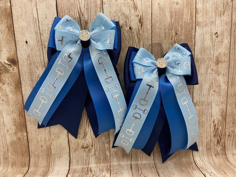 Horse Show Bows - Light Blue Bits on Classic Blue and Navy