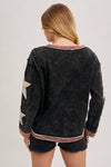 Star Sleeve Mineral Wash Pullover - Ladies