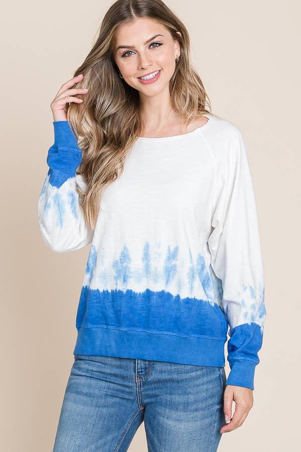 Dip Dye Cotton Long Sleeve Sweatshirt - Ladies