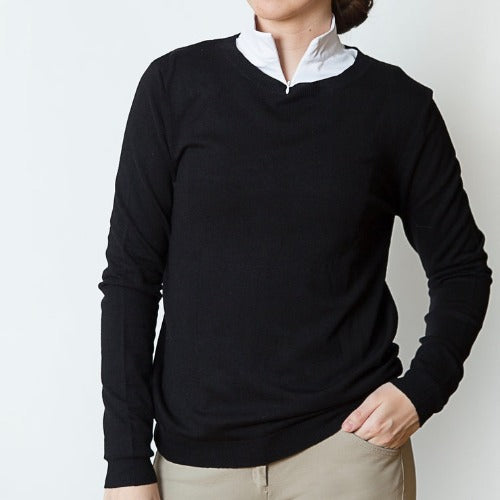 Essential Crew Neck Sweater - Black - Ladies