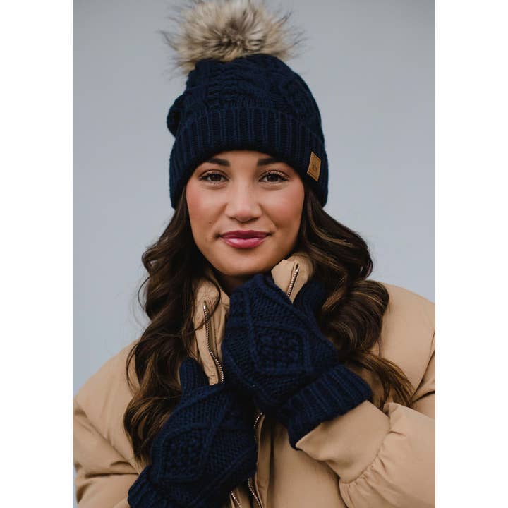 Navy Cable Knit Hat