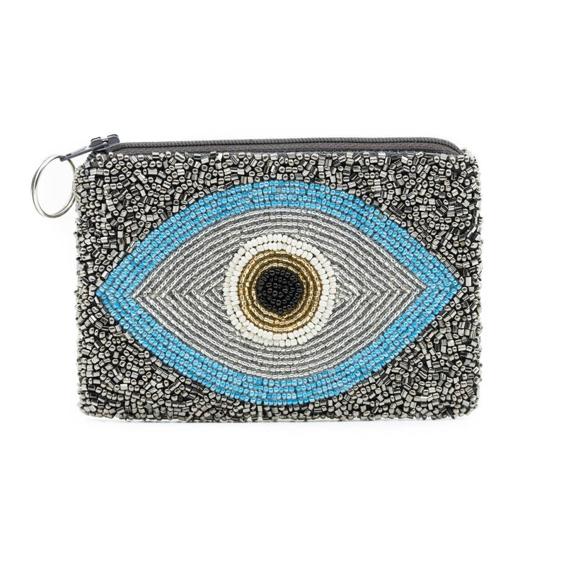Hand Beaded Evil Eye Coin Purse