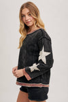 Star Sleeve Mineral Wash Pullover - Ladies