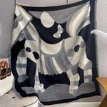 Equestrian Black / White Cubism Horse Reversible Wrap