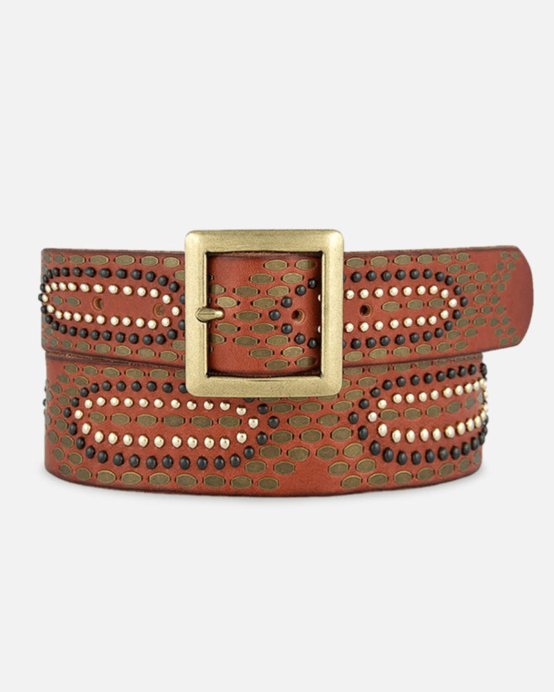 Daya Studded Leather Square Buckle Belt