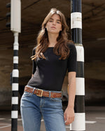 Daya Studded Leather Square Buckle Belt