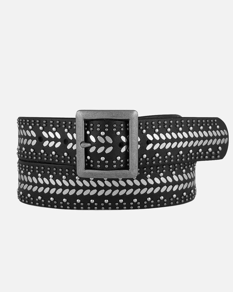 Ezra Studded Leather Square Buckle Belt