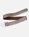 Dana Metallic Iguana Textured Leather Belt - Platinum