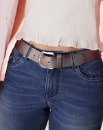 Dana Metallic Iguana Textured Leather Belt - Platinum