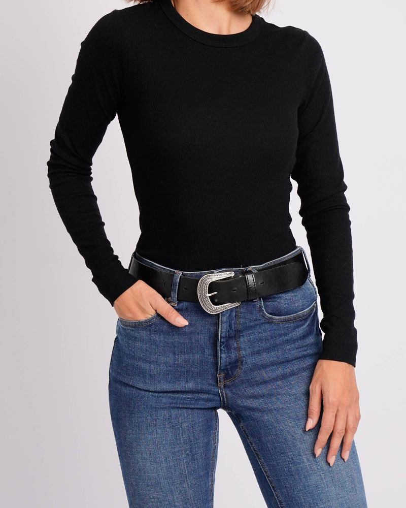 Wen Western Inspired Leather Belt - Black