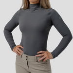 Chloe High Collar Technical Top - Slate