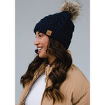 Navy Cable Knit Hat