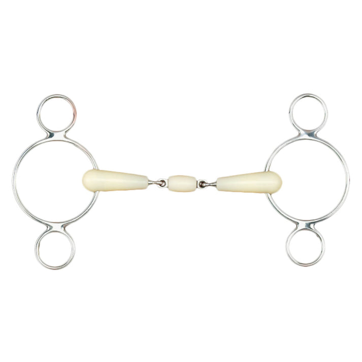 Happy Mouth Double Jointed Roller 2-Ring Gag Bit