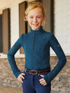 Logan Jr 1/4 Zip Shirt - Deep Sea Heather - Girls