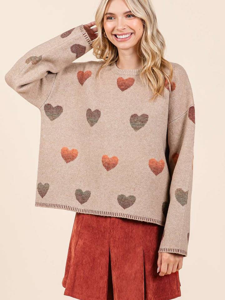 Gradient Heart Knit Sweater - Ladies