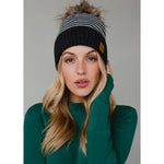 Striped Faux Pom Hat