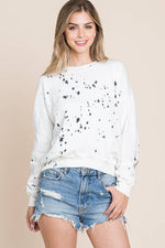 Splatter Dye Cotton Sweatshirt - Ladies