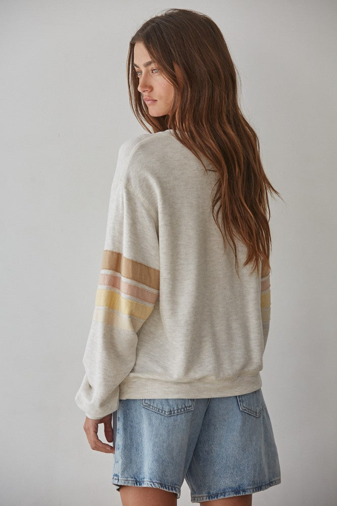 Stripe Sleeve Pullover - Ladies