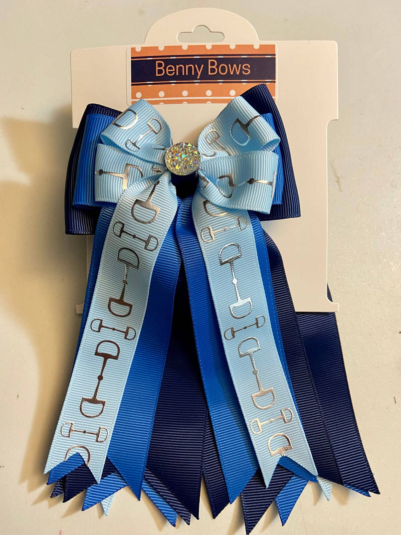 Horse Show Bows - Light Blue Bits on Classic Blue and Navy