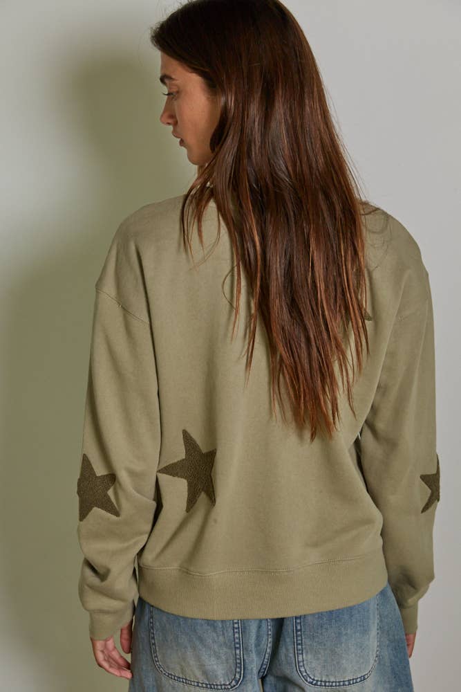 Cotton Pullover Top With Star Patch Detail
