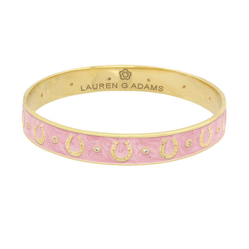 Equestrian Horseshoe Bangle - Gold Pink