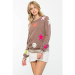 Wren Smiley Face And Star Print Sweater