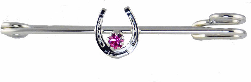 Horseshoe with Rose Crystal Stone Stock Pin