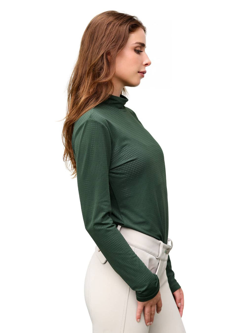 Alesia Perforated Mock Neck - Forest