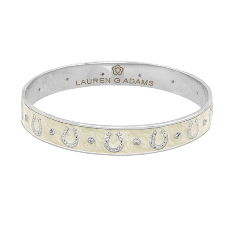 Equestrian Horseshoe Bangle - Silver Beige