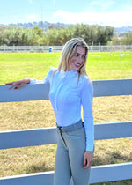 Coco Perforated Long Sleeve Show Shirt - White
