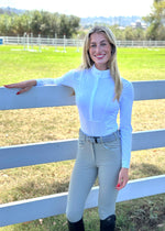 Coco Perforated Long Sleeve Show Shirt - White