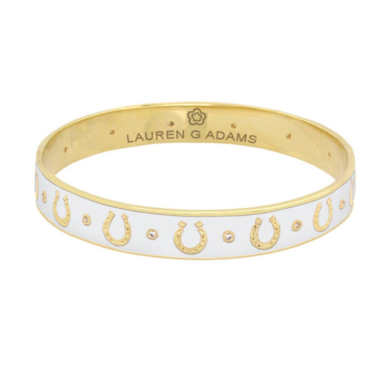 Equestrian Horseshoe Bangle - Gold White