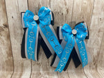 Benny Bows Show Bows - Turquoise Bits on Silver and Black