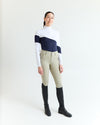 Asymm Long Sleeve Show Shirt - Navy/White - Ladies