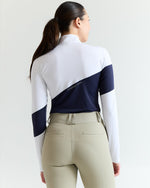 Asymm Long Sleeve Show Shirt - Navy/White - Ladies