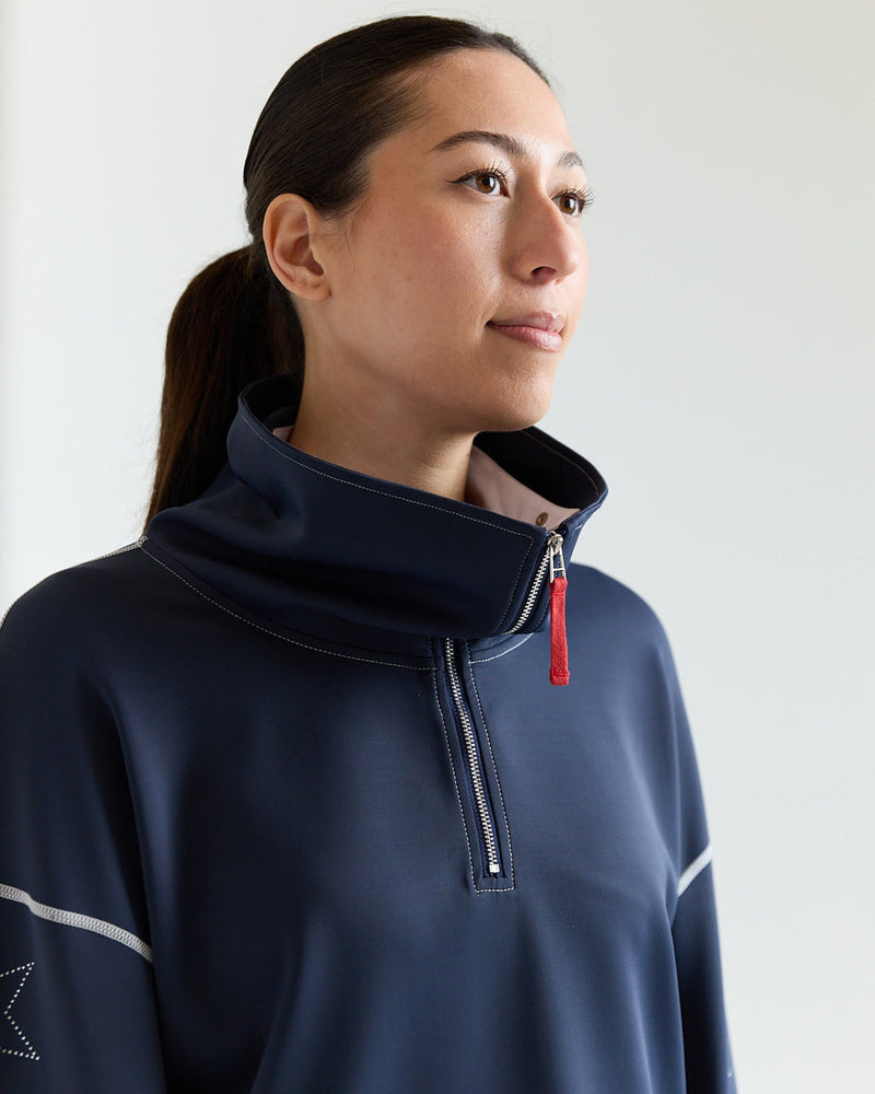 5 Star Half Zip Scuba Top - Navy