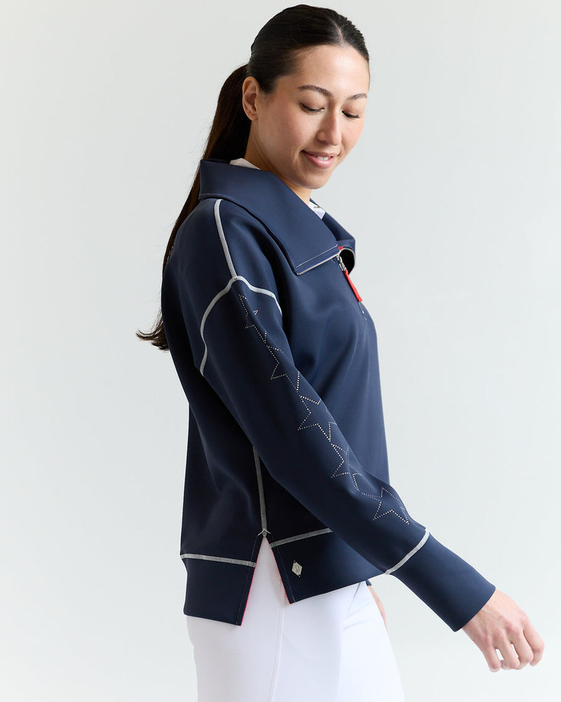 5 Star Half Zip Scuba Top - Navy
