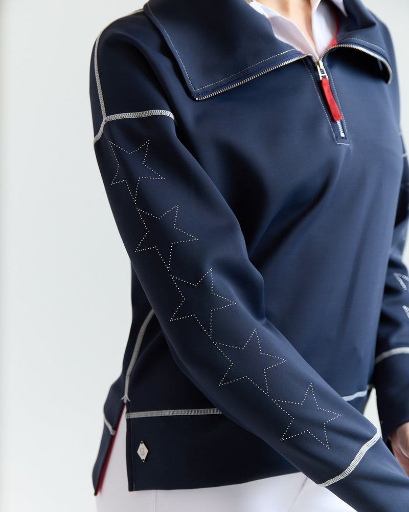 5 Star Half Zip Scuba Top - Navy