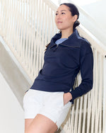 Half Zip Scuba Top - Navy